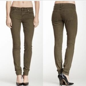 Vince crop skinny ankle jeans in olive green